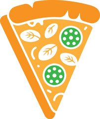 pizza slice silhouette, fast food icon, cheesy fast food vector