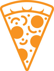 pizza slice silhouette, fast food icon, cheesy fast food vector