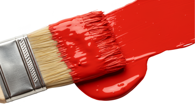 Isolated Transparent Red Paint on Brush with Smooth Stroke Illustration