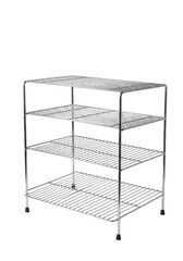 Isolated Transparent Stainless Steel Kitchen Shelf Rack Illustration