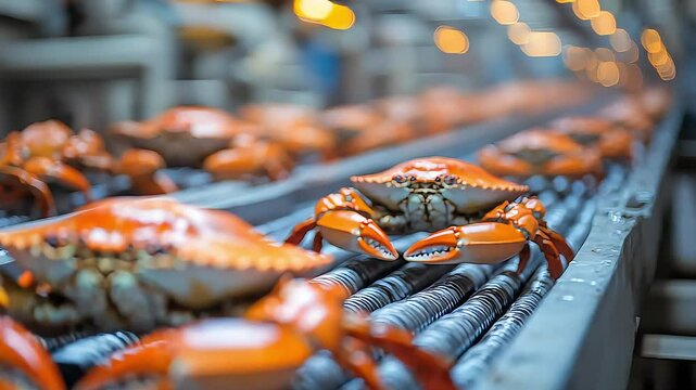 crabs on a on Conveyor Belt