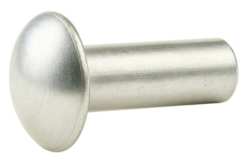 Shiny metallic rivet with smooth rounded head for industrial use on a transparent background
