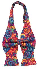 Isolated Vivid Multicolored Spiral Pattern Bow Tie on Transparent Background