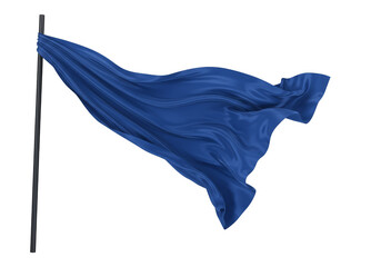 Isolated Waving Blue Fabric Flag on Transparent Background Illustration