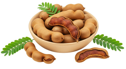 Isolated Transparent Bowl of Tamarind Fruit Delicious Healthy Snack