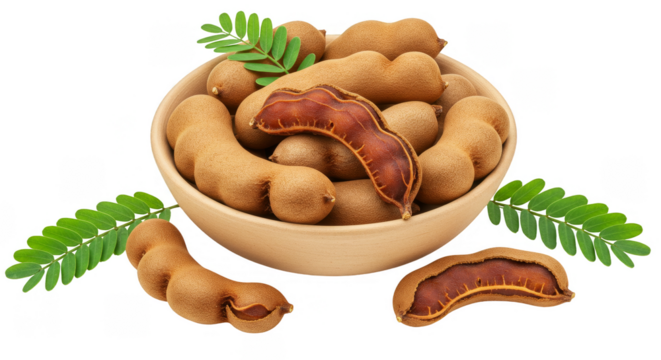 Isolated Transparent Bowl of Tamarind Fruit Delicious Healthy Snack