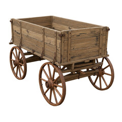 Isolated Wooden Wagon Cart on Transparent Background Classic Style