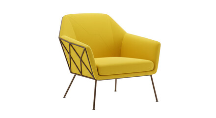 Isolated Yellow Armchair Furniture Modern Comfort Design Interior Style