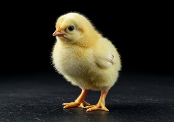 Fototapeta premium Yellow chick standing studio shot