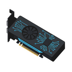 Isometric Illustration Of Computer Graphics Card Hardware And Technology