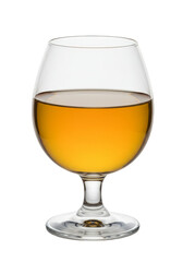 Isolated Transparent Glass of Alcoholic Golden Beverage on Transparent