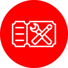 Support Ticket Vector Line White Circle Red