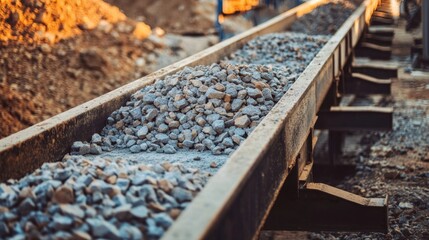 Outdoor conveyor belt for gravel transportation