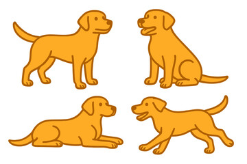 Four Labrador dogs in various poseson a transparent background 