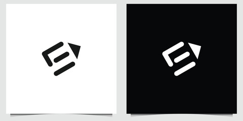 Modern Minimalist Pencil Logo Design with Initial E, Vector Illustration