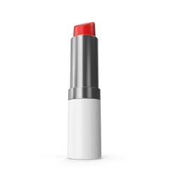 Obraz premium Red Lipstick in Silver and White Case isolated on transparent background