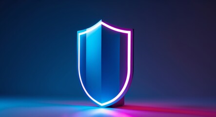 Cyberpunk Glowing Shield. A Symbol of Security, Protection, and Advanced Technology.