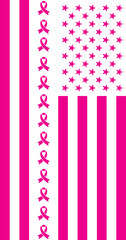 Pink United States Breast Cancer Awareness Vertical Flag. Pink Ribbon for Breast Cancer Support. Cancer Research Digital Vector Art