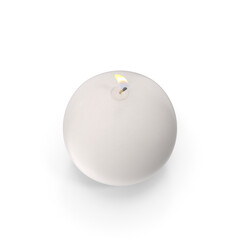 White Lit Spherical Candle isolated on transparent background