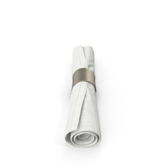 Rolled White Cloth Napkin with Napkin Ring isolated on transparent background