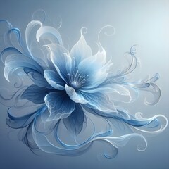 Ethereal Blue Floral Art  
