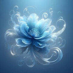 Ethereal Blue Floral Art  
