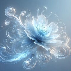 Ethereal Blue Floral Art  
