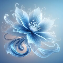 Ethereal Blue Floral Art  
