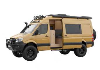 Isolated Yellow Campervan Vehicle for Road Trip Adventure on Transparent