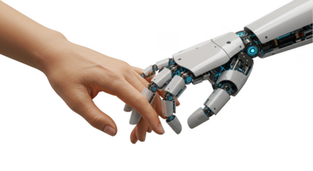 Realistic Human Touch and Robot Hand Partnership on Transparent Background