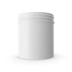 White Plastic Jar Wide Mouth Straight Sided 20oz Without Cap isolated on transparent background