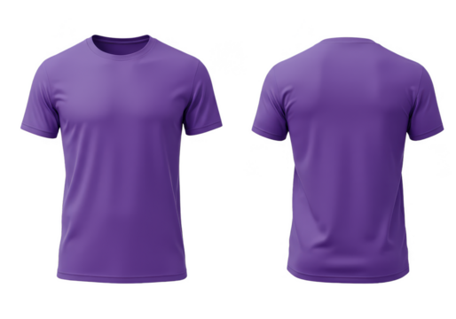 Realistic Isolated Purple T-shirt Apparel Design Template Cutout Style