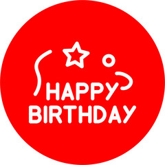 Birthday Text Vector Line White Circle Red