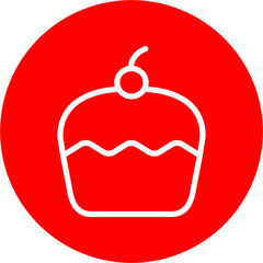 Birthday Cupcake Vector Line White Circle Red
