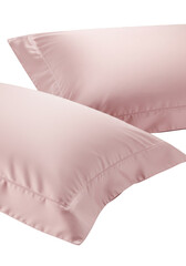 Isolated Close Up Of Pink Pillowcases For Bedding In Transparent