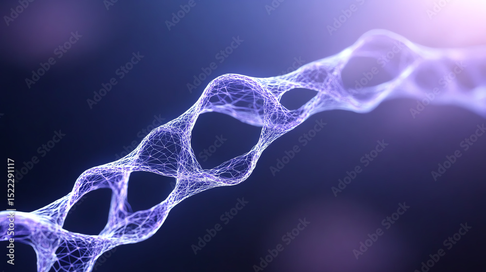 Poster a close-up of a molecular structure showcasing intricate patterns and connections in a vibrant, abst