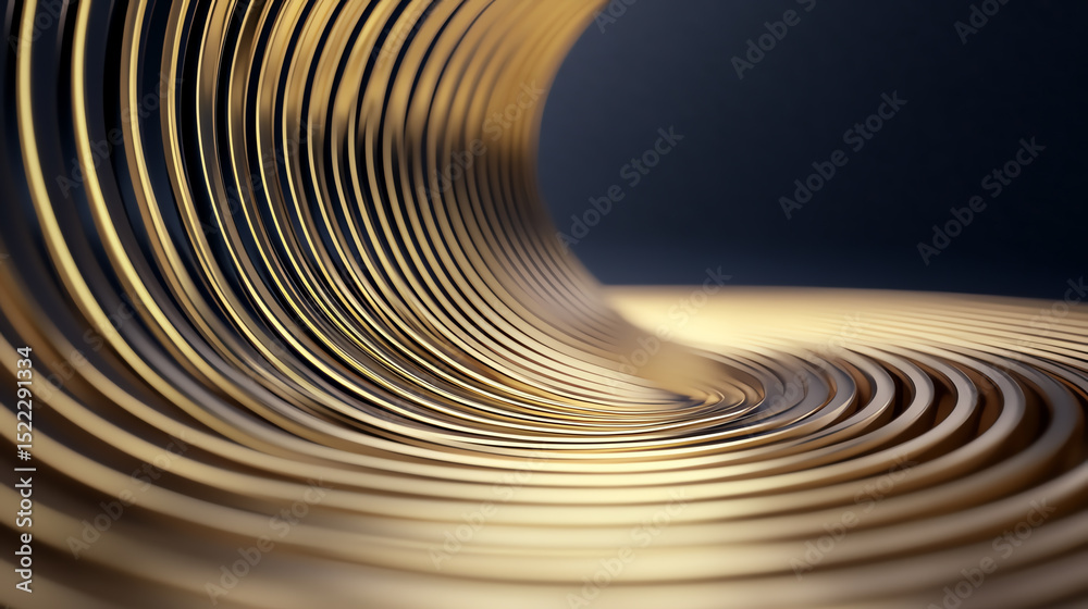 Poster A close-up view of golden spirals creating a mesmerizing abstract pattern that evokes elegance and modernity.