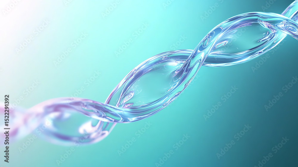 Poster a close-up view of intertwined strands depicting molecular structures in a vibrant, colorful backgro