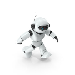 White Robot Walking Pose isolated on transparent background
