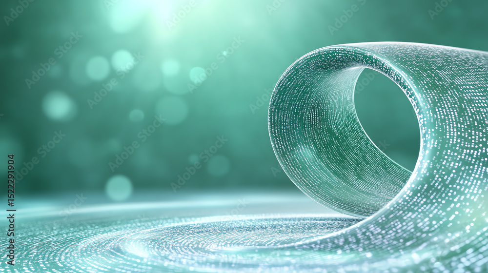 Aufkleber A dynamic abstract image showcasing a flowing wave of digital data, symbolizing innovation and technology in a vibrant green environment.