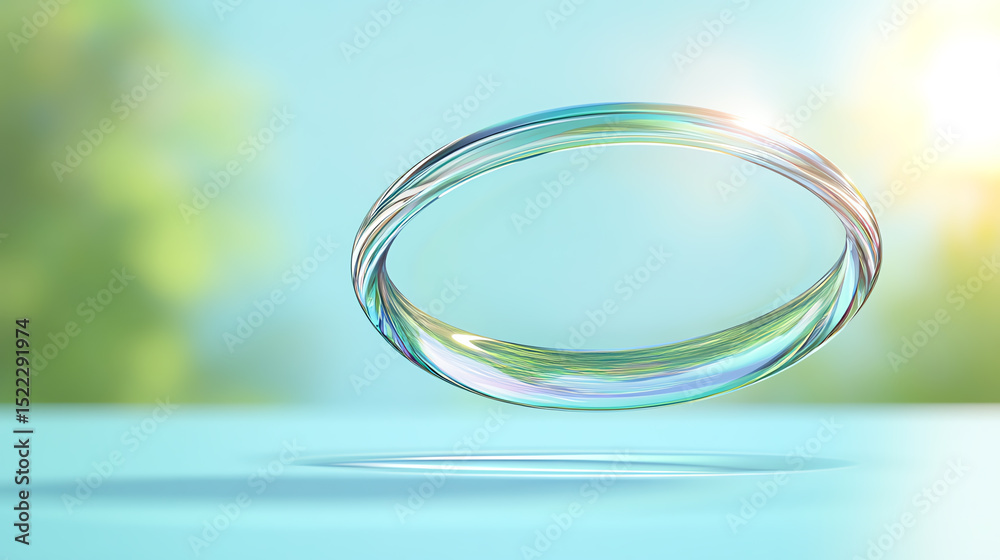 Poster a floating bubble captures sunlight, creating a vibrant illusion of tranquility and inspiration in a