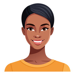 Flat Vector. Portrait of only one Woman. Simple Background.