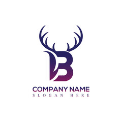 letter B antlers logo design