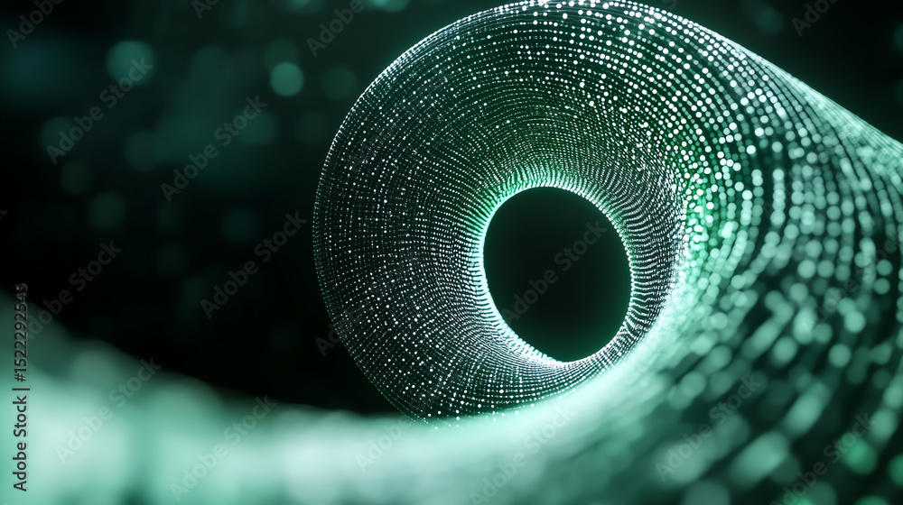 Aufkleber A mesmerizing 3D digital vortex showcasing dynamic patterns and light, illustrating the beauty of technology and data.