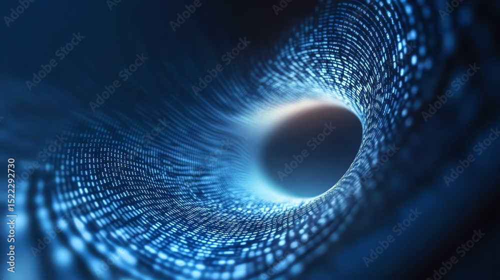 Aufkleber A mesmerizing view of a digital vortex, symbolizing data flow and technological advancement in a captivating blue hue.