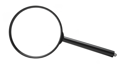 Realistic 3D Render of Black Magnifying Glass Tool with Transparent Background