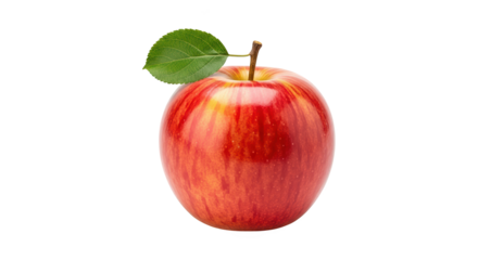 Fresh red apple with leaf
