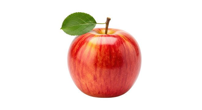 Fresh red apple with leaf