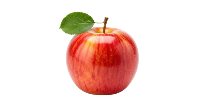 Fresh red apple with leaf