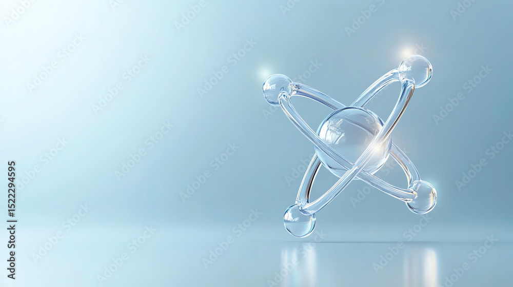 Poster A stunningly rendered 3D model of an atom, representing molecular structure and the foundations of physical science.